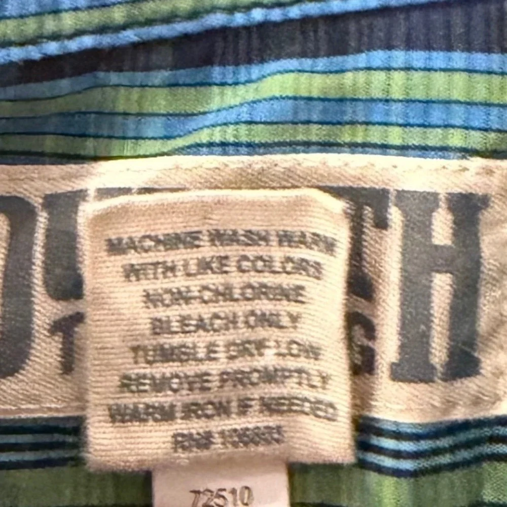 Duluth Trading Co Mens Plaid‎ Short Sleeve Button Down Shirt Blue Green Size M